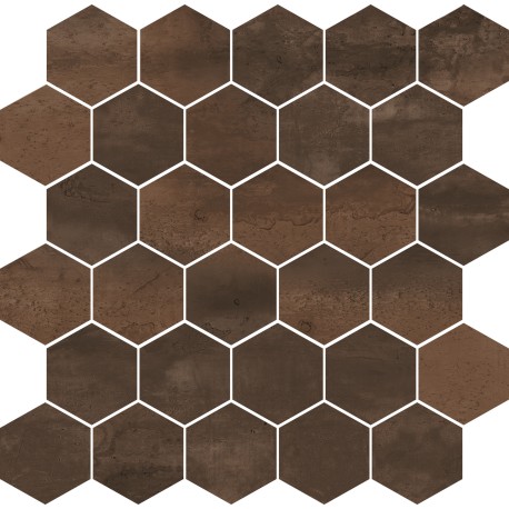 Mosaico Hexagono Acero cooper