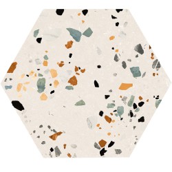 Prissmacer. Hexagonal Gobi Nude 20x24 Porcelánico mate Prissmacer Gobi Hex. Porcelánico efecto terrazo