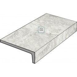 Tuscania. Tribeca White 15x30x4 Elemento L monolitico outdoor Tuscania Ceramiche Tribeca Porcelánico efecto pizarra Tuscania