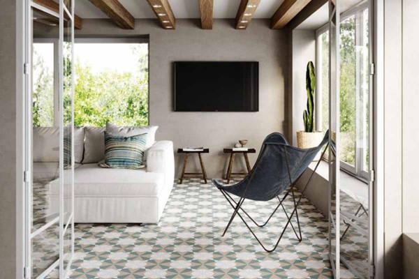 Descubre la colección Altea de Gayafores: gres porcelánico efecto hidráulico en 3 tonas, ideal para embellecer tus interiores con un toque artesanal.